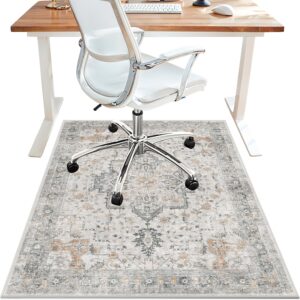 Alas Kursi Kantor Ukuran 36"x48" untuk Lantai Kayu, Anti Selip, Dapat Dicuci, Warna Taupe
